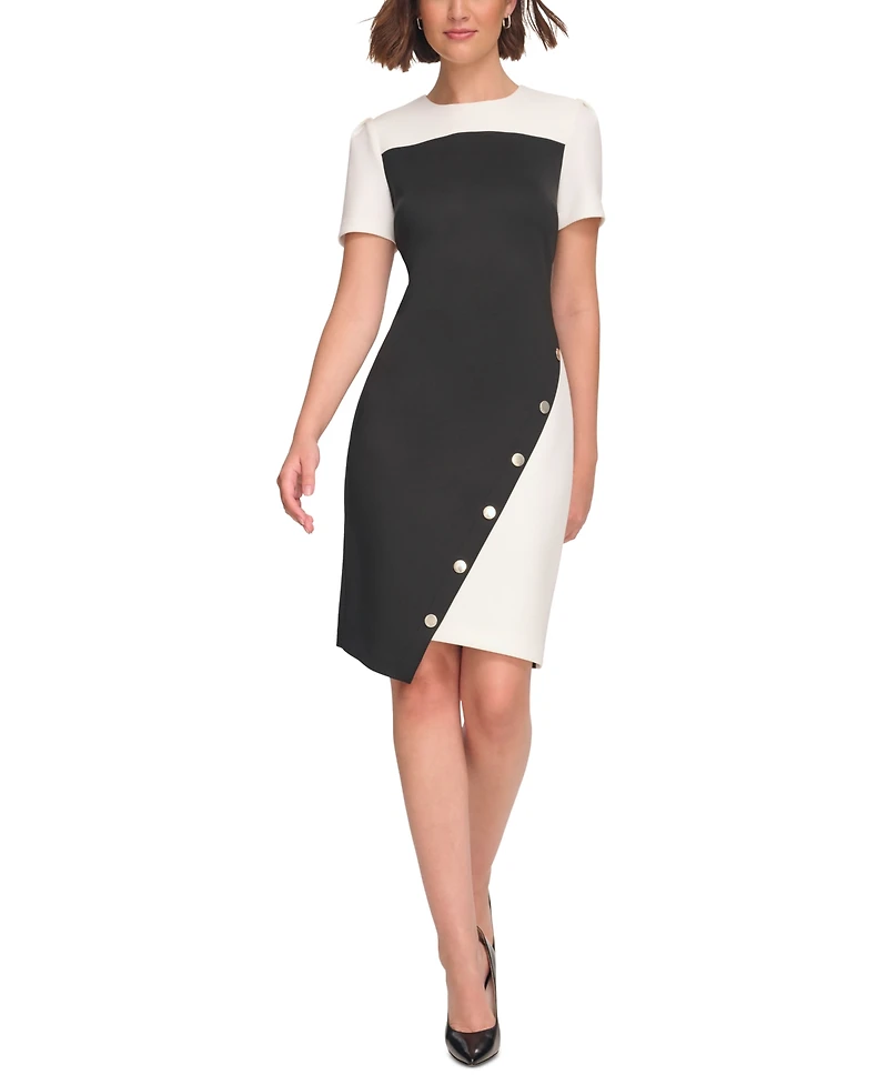 Tommy Hilfiger Petite Color-Blocked Asymmetric Dress