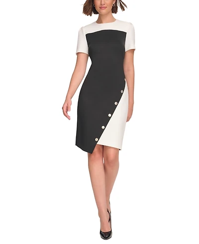 Tommy Hilfiger Petite Color-Blocked Asymmetric Dress