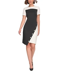 Tommy Hilfiger Petite Color-Blocked Asymmetric Dress