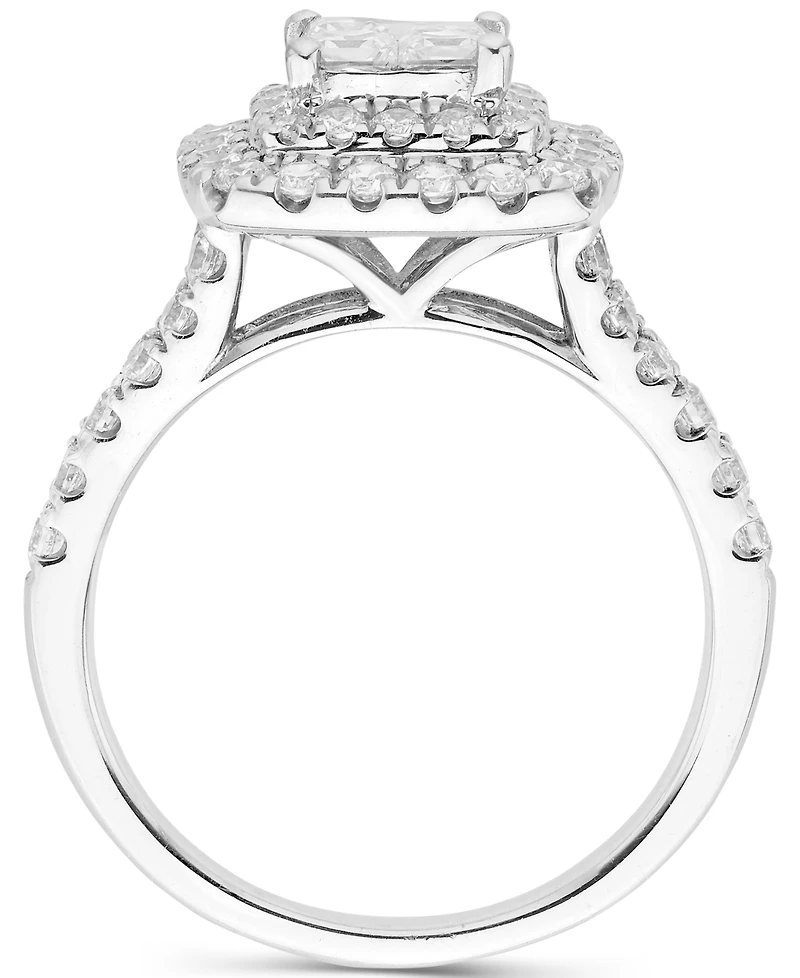 Diamond Princess Cluster Halo Ring (1-1/2 ct. t.w.) in 14k White Gold