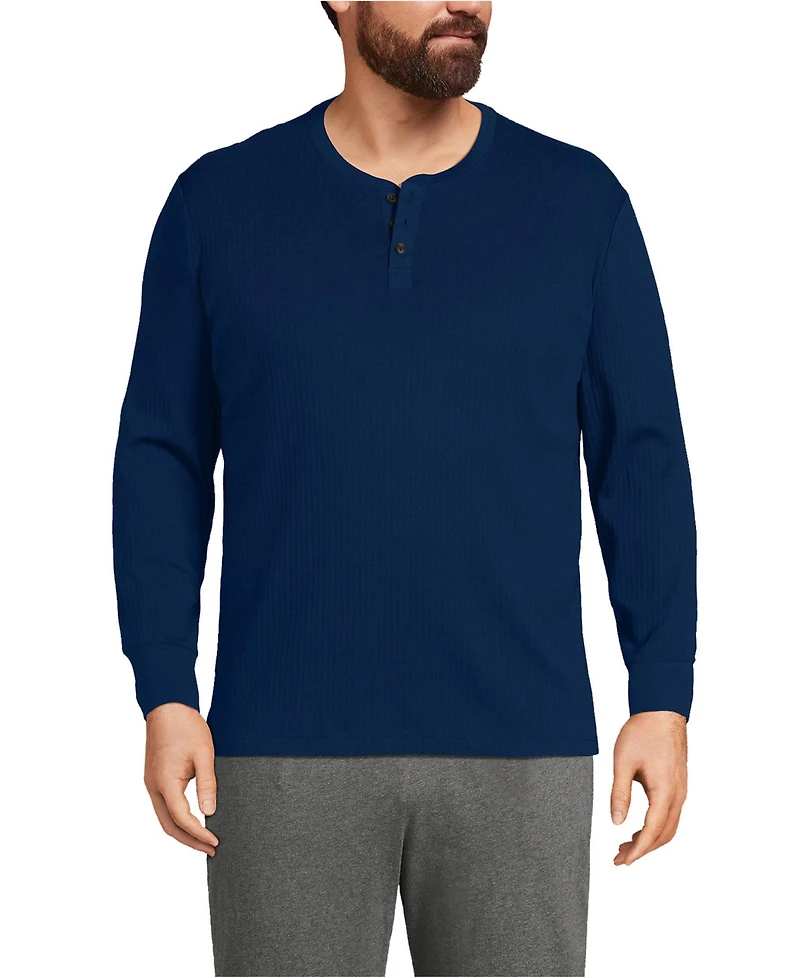 Lands' End Big & Tall Knit Rib Pajama Henley T-Shirt