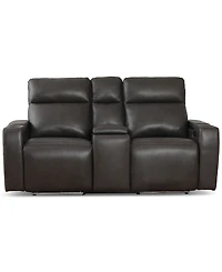 Greymel 74" Zero Gravity Leather Loveseat with Console and Power Headrests, Created for Macy's