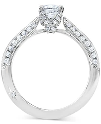 Diamond Knife Edge Milgrain Bead Engagement Ring (7/8 ct. t.w.) in 18k White Gold