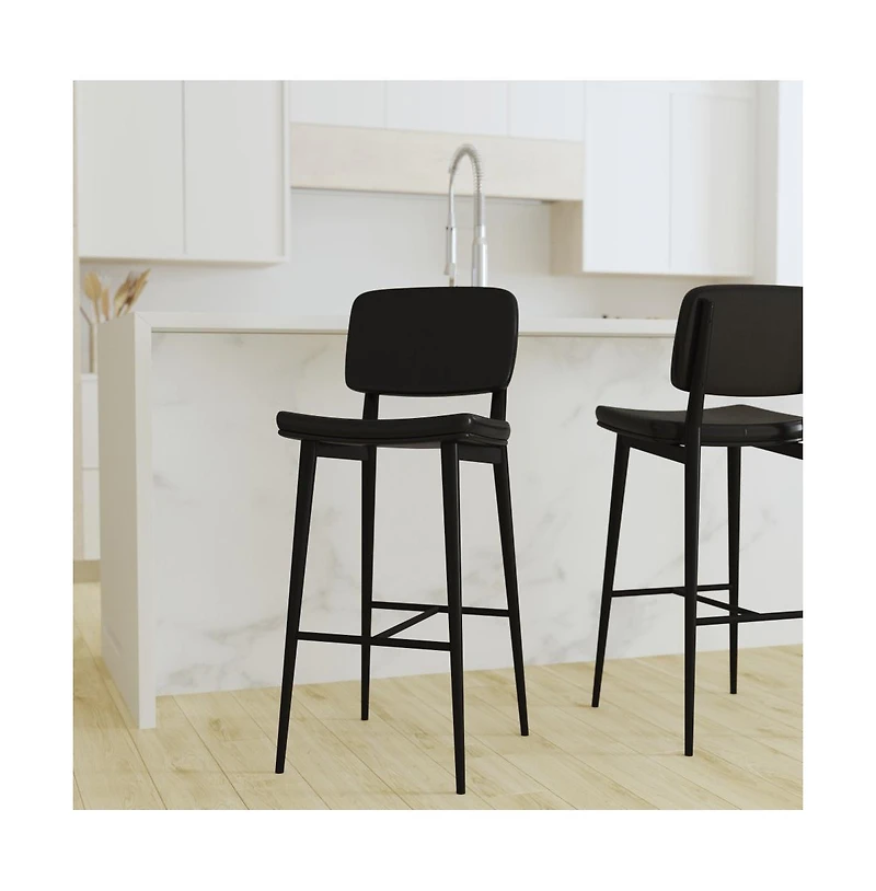 Regency Barstools Contemporary Metal Frame Stools With Integrated Footrest - Set Of 2