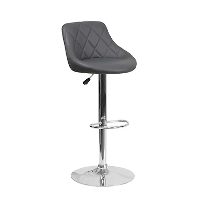 Bucket Seat Adjustable Height Barstool With Diamond Pattern Back