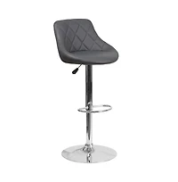 Bucket Seat Adjustable Height Barstool With Diamond Pattern Back
