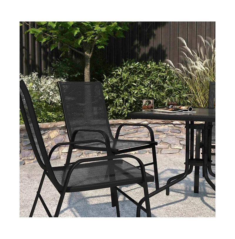 Set Of 4 Manado Series Metal Stacking Patio Chairs With Flex Comfort Material