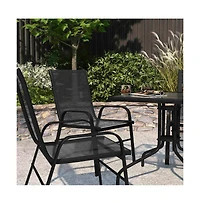 Set Of 4 Manado Series Metal Stacking Patio Chairs With Flex Comfort Material