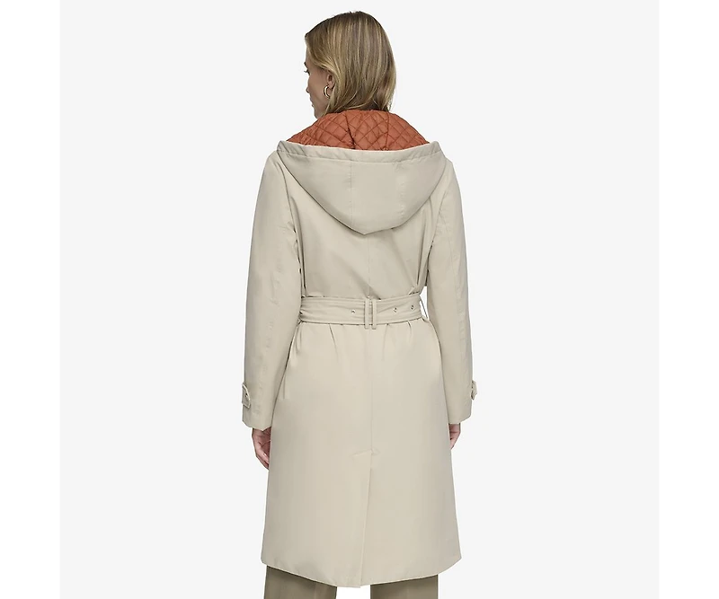 Andrew Marc Women's Evesham Mixed Media Insulated Trench Coat