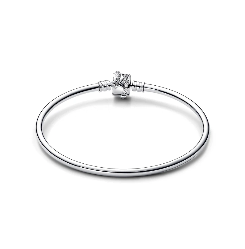 Pandora Moments Cubic Zirconia Sparkling Shooting Star Clasp Bangle Bracelet