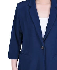 Ny Collection Petite 3/4 Sleeve Heavy Jacquard Knit Jacket