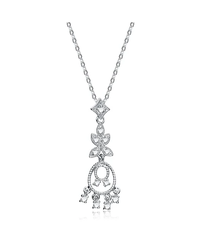 Sterling Silver White Gold Plated Cubic Zirconia Pendant