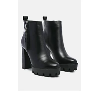 Mistress High Block Heeled Chunky Leather Boot Beige