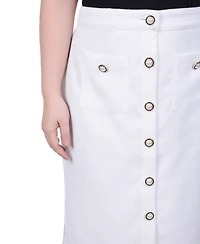 Ny Collection Petite Slim Tweed Double Knit Pencil Skirt with Pockets