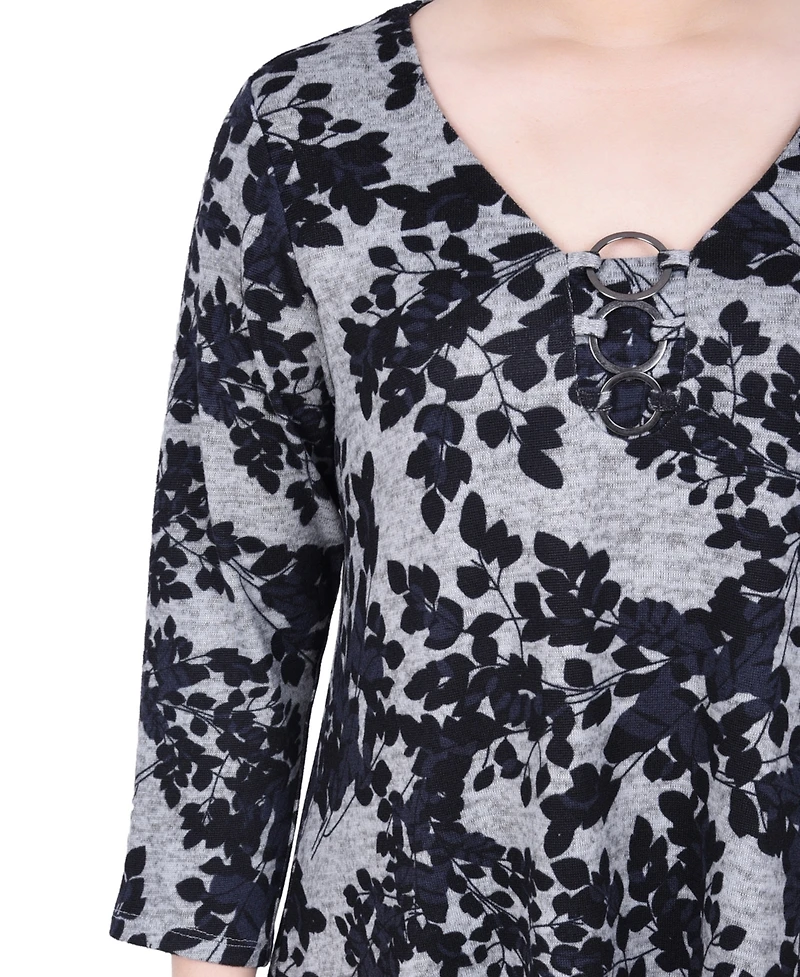 Ny Collection Petite 3/4 Sleeve 3-Ring Top