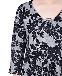 Ny Collection Petite 3/4 Sleeve 3-Ring Top