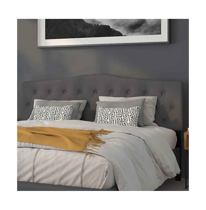 Arched King Button Tufted Upholstered Headboard