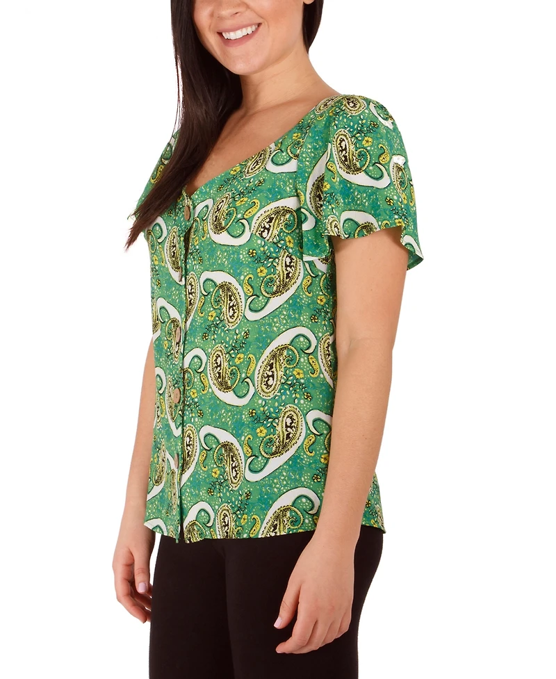 Ny Collection Petite Flutter Sleeve Crepe Blouse