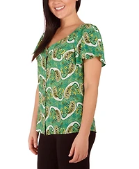 Ny Collection Petite Flutter Sleeve Crepe Blouse