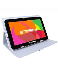Linsay New 10.1" Tablet Octa Core 128GB Bundle with White Leather Case Newest Android 14