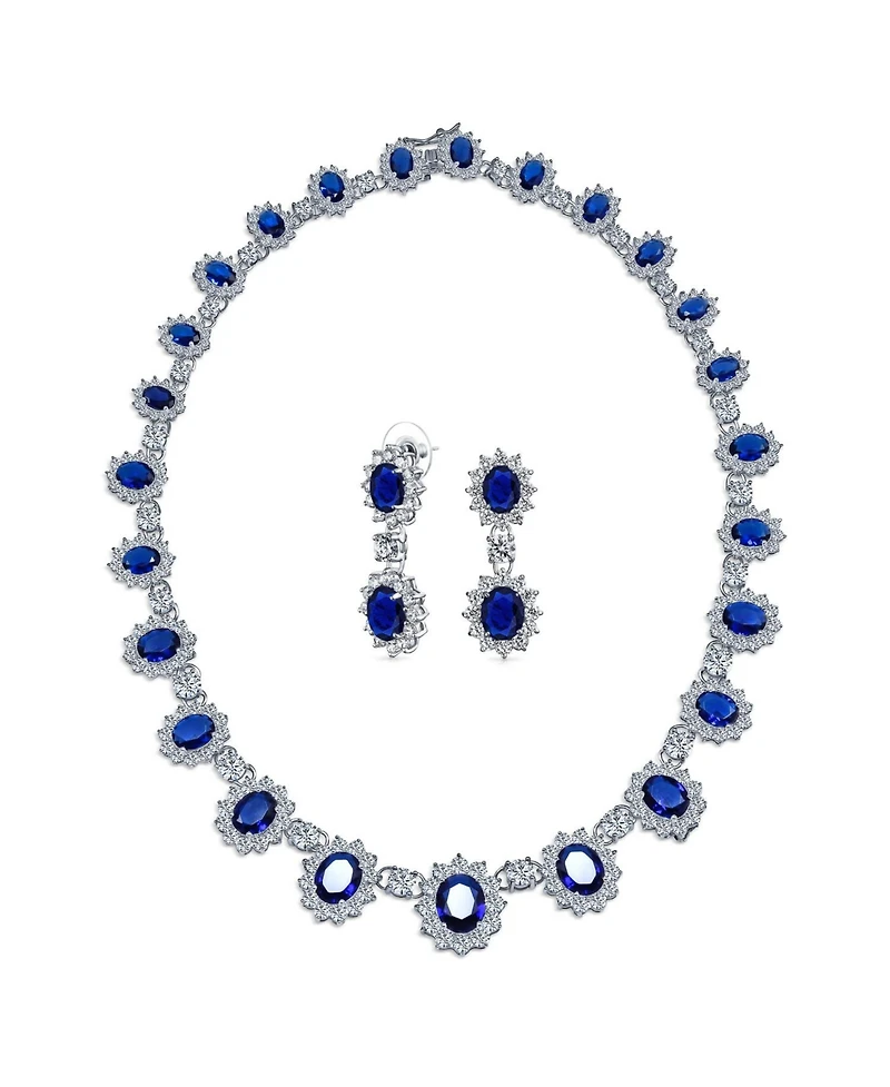 Bling Jewelry Antique Style Necklace And Earrings Set With Royal Blue Royal Blue Perfect s