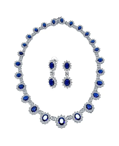 Bling Jewelry Antique Style Necklace And Earrings Set With Royal Blue Royal Blue Perfect s