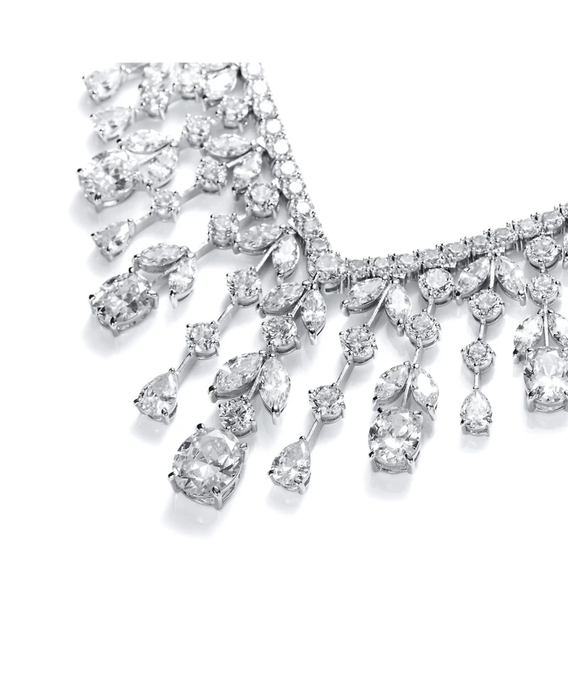Bling Jewelry Art Deco Style Jewelry Multi Teardrop Cz Statement Spray Bib Collar Necklace