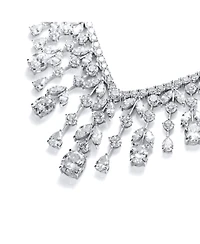 Bling Jewelry Art Deco Style Jewelry Multi Teardrop Cz Statement Spray Bib Collar Necklace