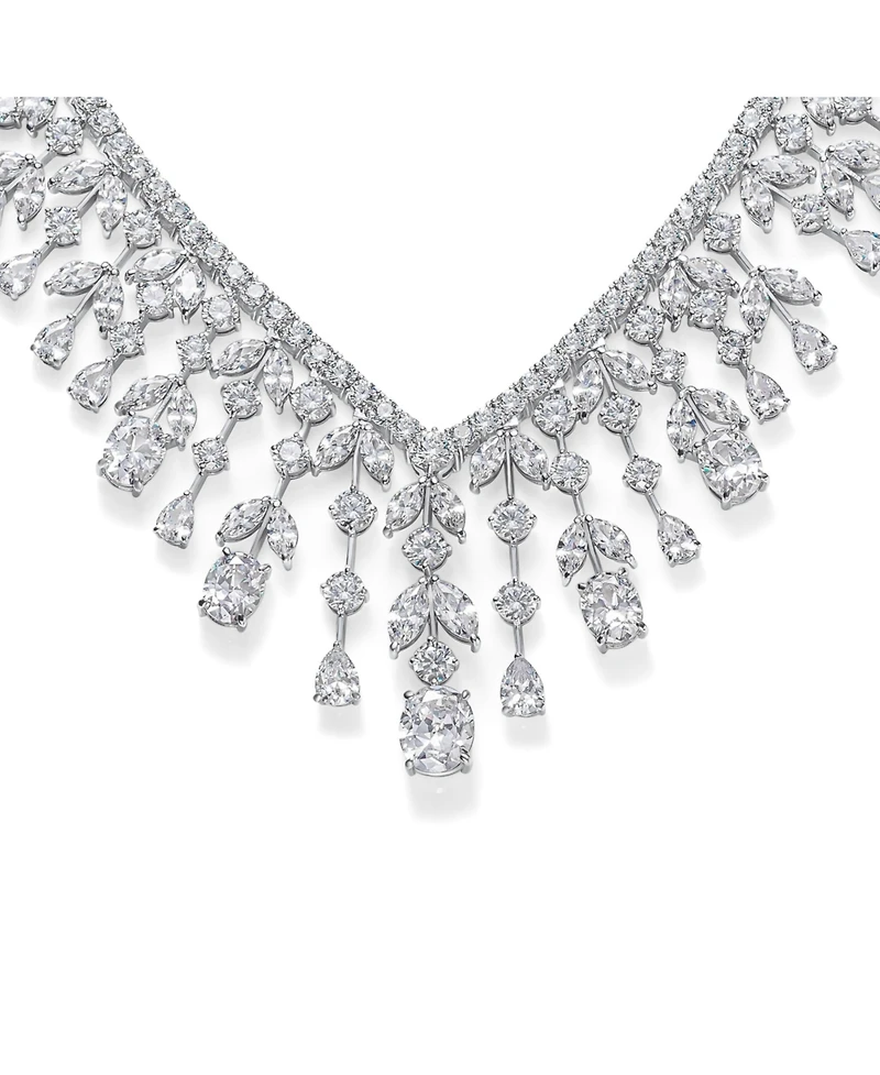 Bling Jewelry Art Deco Style Jewelry Multi Teardrop Cz Statement Spray Bib Collar Necklace