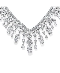Bling Jewelry Art Deco Style Jewelry Multi Teardrop Cz Statement Spray Bib Collar Necklace
