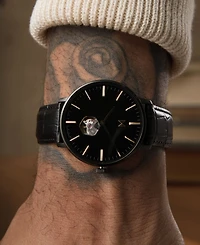 Mvmt Men's Legacy Slim Automatic Black Leather Watch 42mm