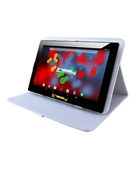 Linsay New 10.1" Tablet Octa Core 128GB Bundle with White Leather Case Newest Android 14