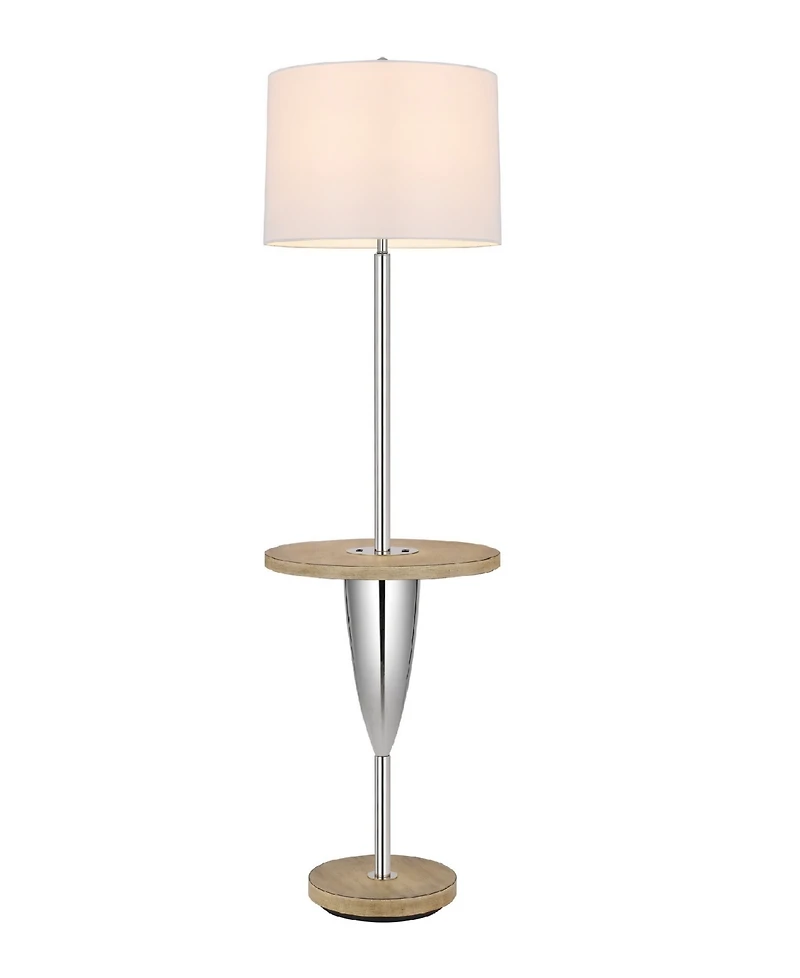 61" Height Metal Floor Lamp with Wooden Tray Table
