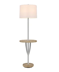 61" Height Metal Floor Lamp with Wooden Tray Table