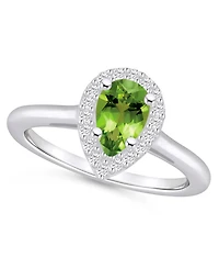 Macy's Peridot (1 ct. t.w.) and Diamond (1/5 Halo Ring 14K White Gold