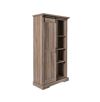 Finnoula Farmhouse Storage Cabinet, Semi-Open With Sliding Barn Door