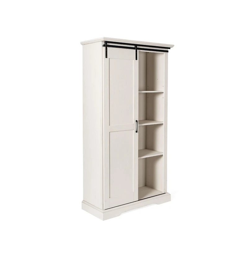 Finnoula Farmhouse Storage Cabinet, Semi-Open Storage With Sliding Barn Door