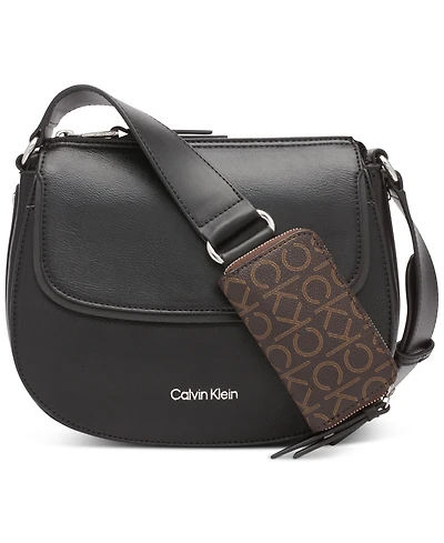 Calvin Klein Bella Adjustable Crossbody with Signature Zippered Pouch