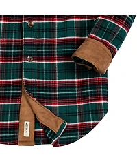 Hope & Henry Boys Organic Long Sleeve Flannel Shirt with Suede Detail