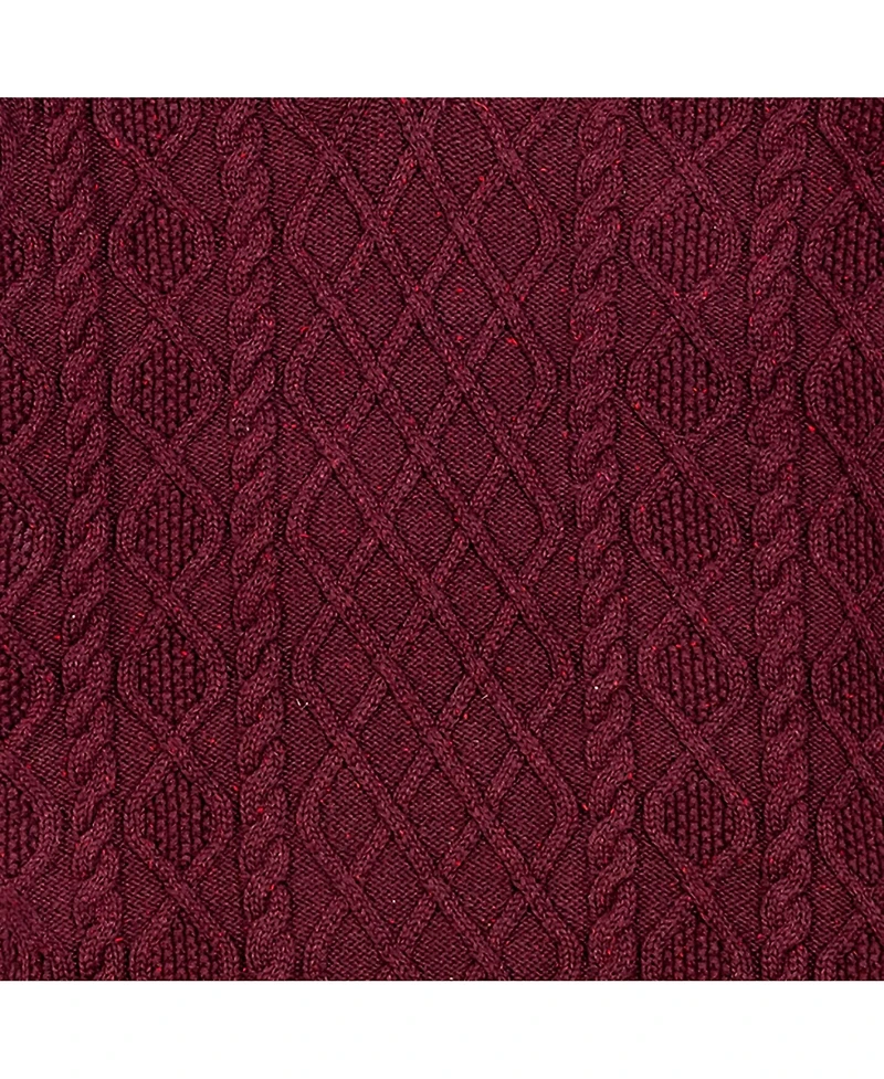 Hope & Henry Men's Mock Neck Cable Button Sweater with Flecks