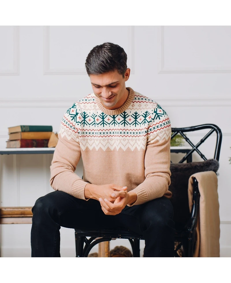Hope & Henry Men's Organic Crew Neck Fair Isle Sweater