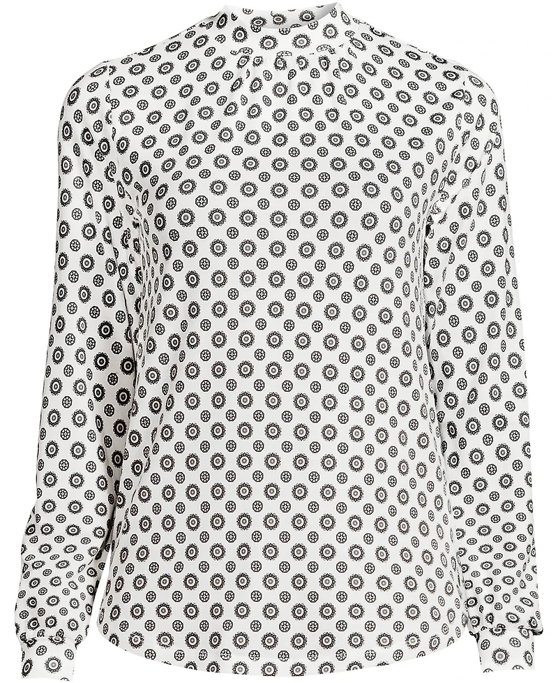 Lands' End Women's Plus Jersey Long Sleeve Gathered Mock Neck Tee