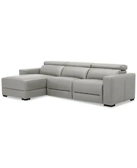 Nevio 115" 3-Pc. Leather Sectional with 2 Power Recliners, Headrests and Chaise, Created For Macy's