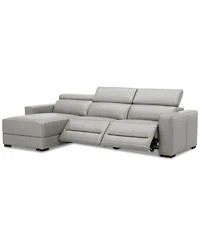 Nevio 115" 3-Pc. Leather Sectional with 2 Power Recliners, Headrests and Chaise, Created For Macy's