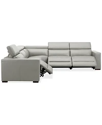 Nevio 124" 5-Pc. Leather Sectional with 3 Power Recliners and Headrests, Created For Macy's