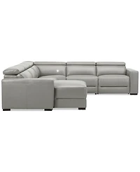 Nevio 124" 5-Pc. Leather Sectional with 2 Power Recliners, Headrests and Chaise, Created For Macy's