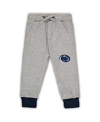 Infant Boys and Girls Wes & Willy Heathered Gray, Navy Penn State Nittany Lions Jie Jie Long Sleeve Bodysuit and Pants Set