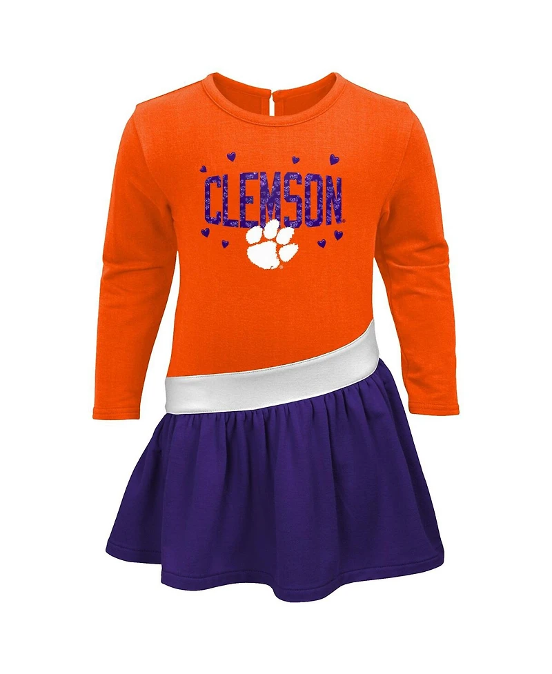 Toddler Girls Orange Clemson Tigers Heart to Heart French Terry Dress