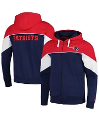 Men's Starter Navy, Red New England Patriots Running Back Full-Zip Hoodie