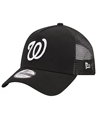 Men's New Era Black Washington Nationals A-Frame 9FORTY Trucker Adjustable Hat